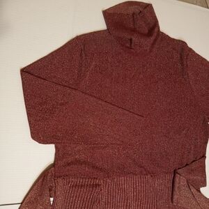 Monro & Main Plus Size Metallic Turtleneck Sweater Dress Copper Sparkle  3X